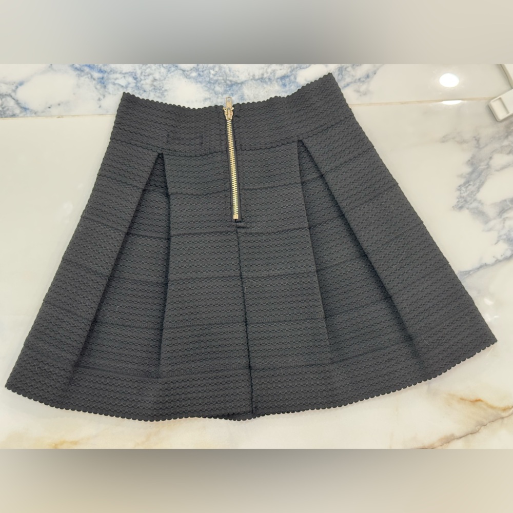 Kiwi Tucker Black Pleated High Waist Mini Skirt small scalloped textured glam